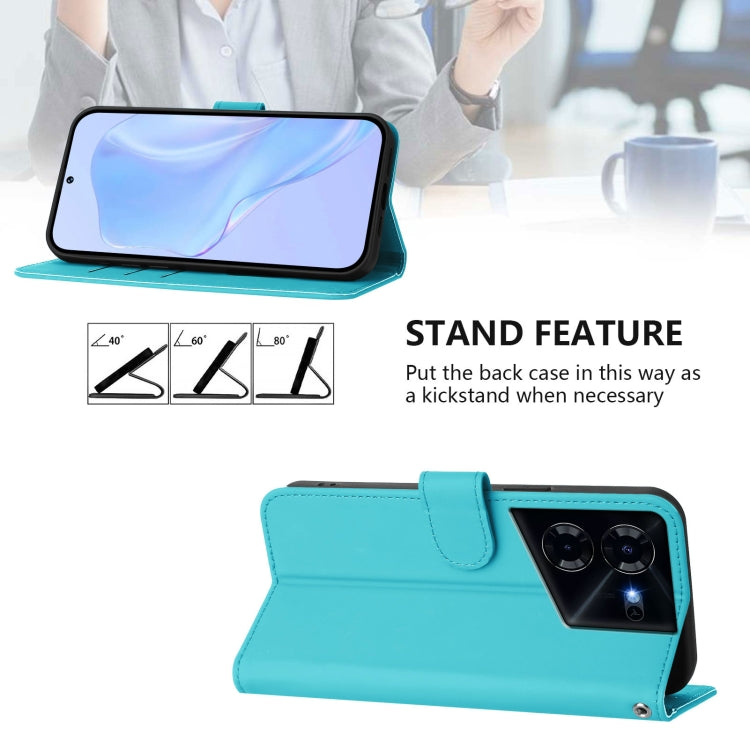 For Tecno Pova 5 Pro 5G Skin Feel Solid Color Leather Phone Case with Lanyard