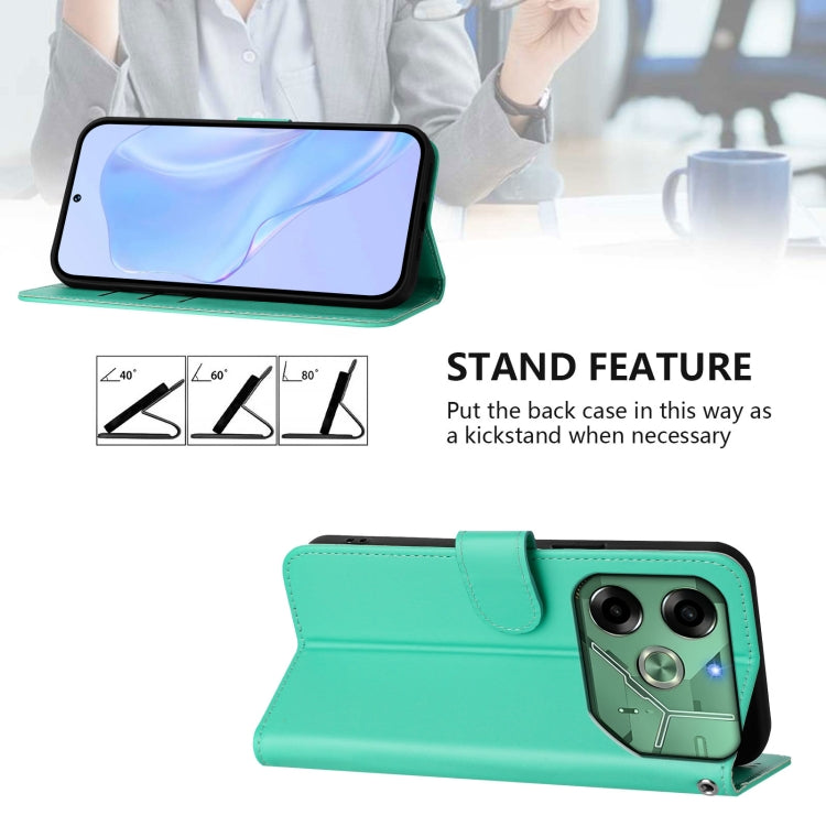 For Tecno Pova 6 4G Skin Feel Solid Color Leather Phone Case with Lanyard