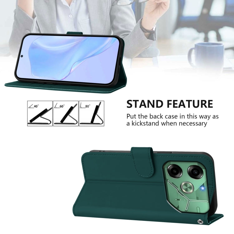 For Tecno Pova 6 4G Skin Feel Solid Color Leather Phone Case with Lanyard