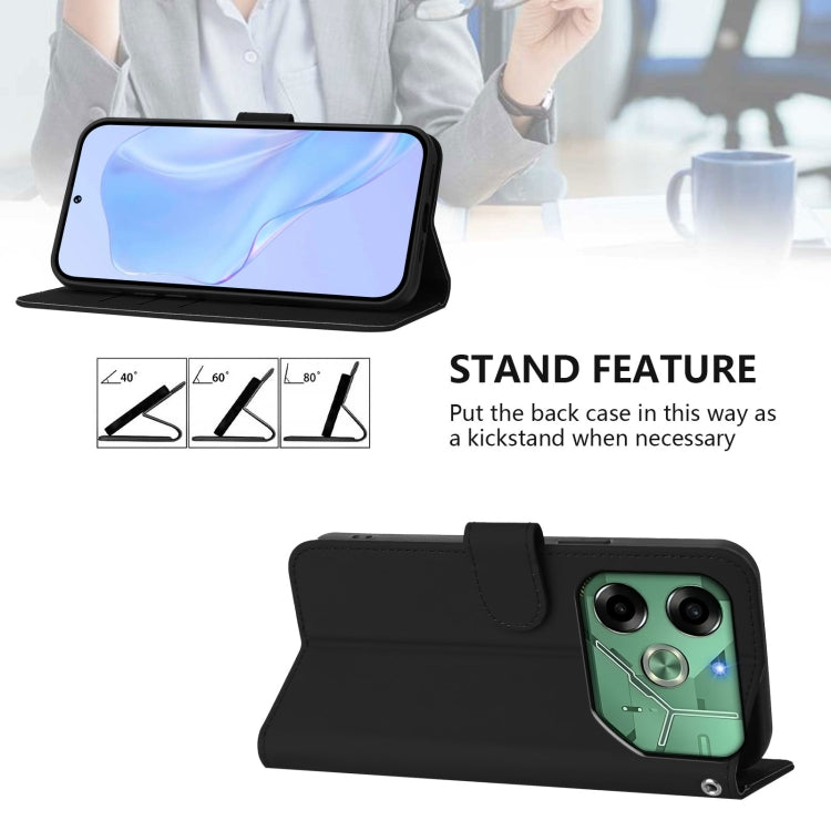 For Tecno Pova 6 4G Skin Feel Solid Color Leather Phone Case with Lanyard