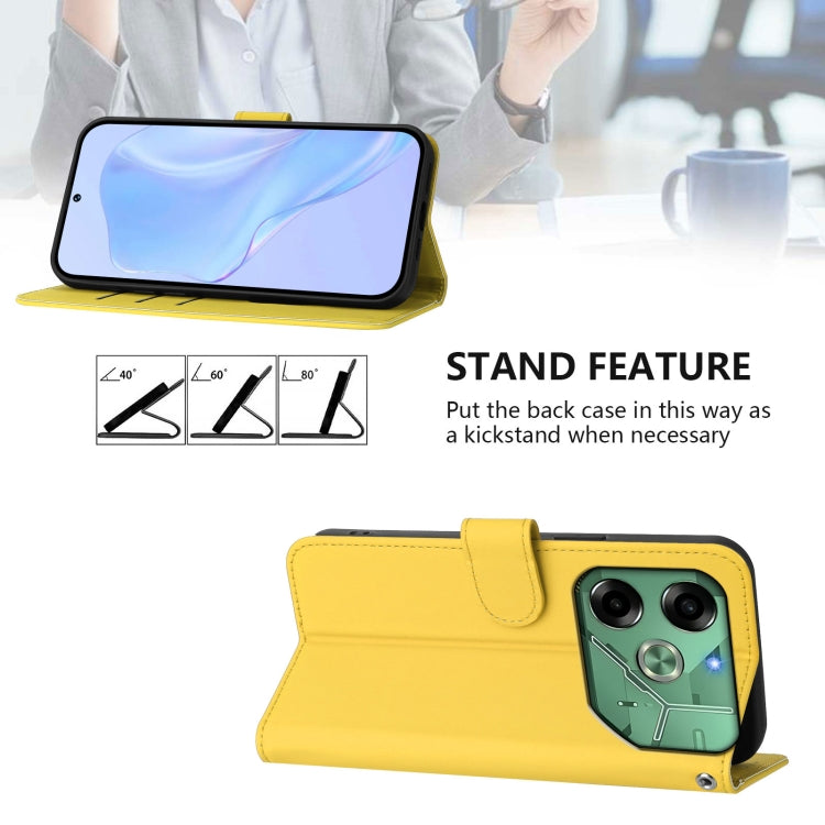 For Tecno Pova 6 4G Skin Feel Solid Color Leather Phone Case with Lanyard