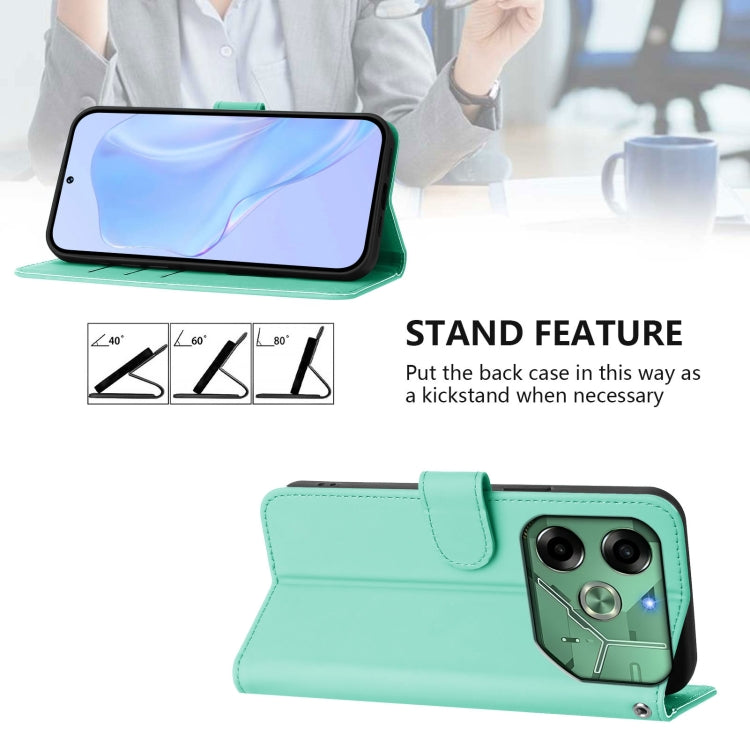 For Tecno Pova 6 4G Skin Feel Solid Color Leather Phone Case with Lanyard