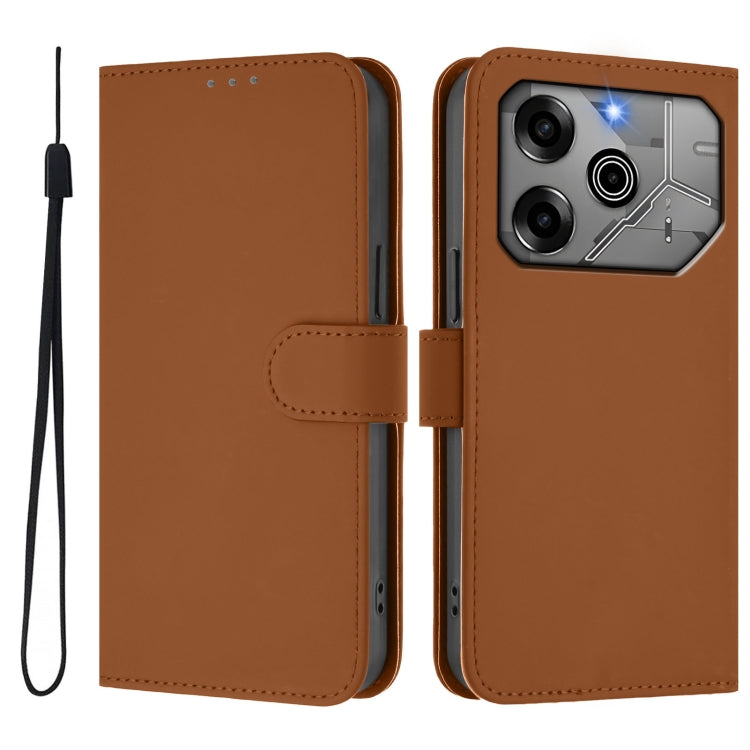 For Tecno Pova 6 5G / 6 Pro 5G Skin Feel Solid Color Leather Phone Case with Lanyard