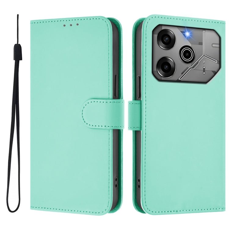 For Tecno Pova 6 5G / 6 Pro 5G Skin Feel Solid Color Leather Phone Case with Lanyard