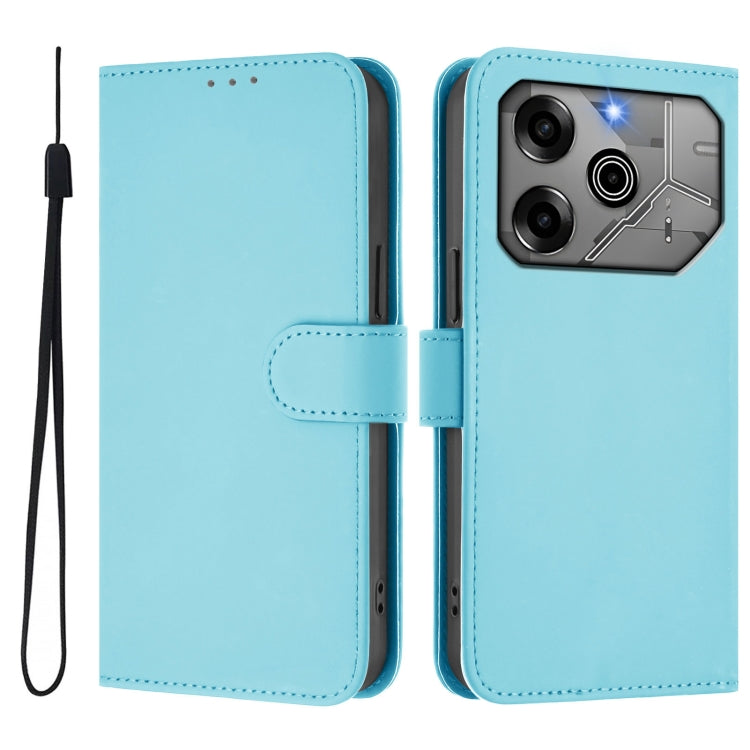 For Tecno Pova 6 5G / 6 Pro 5G Skin Feel Solid Color Leather Phone Case with Lanyard