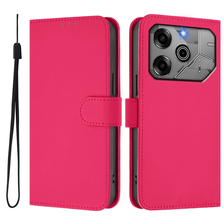 For Tecno Pova 6 5G / 6 Pro 5G Skin Feel Solid Color Leather Phone Case with Lanyard