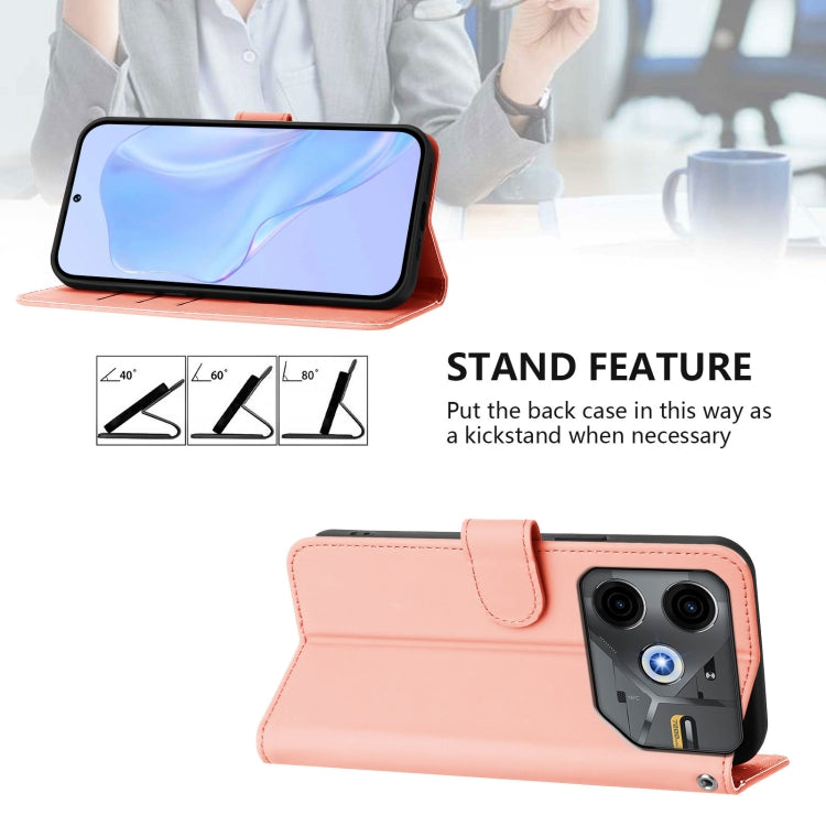 For Tecno Pova 6 Neo Skin Feel Solid Color Leather Phone Case with Lanyard