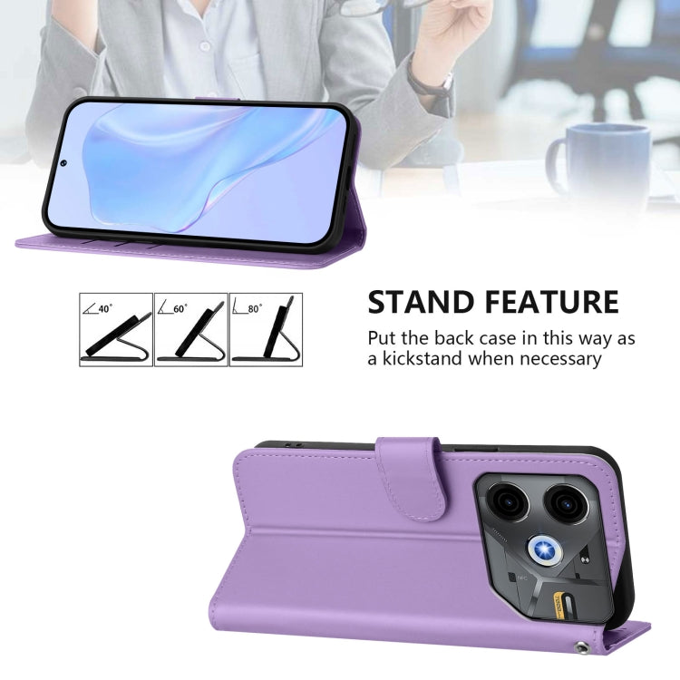For Tecno Pova 6 Neo Skin Feel Solid Color Leather Phone Case with Lanyard