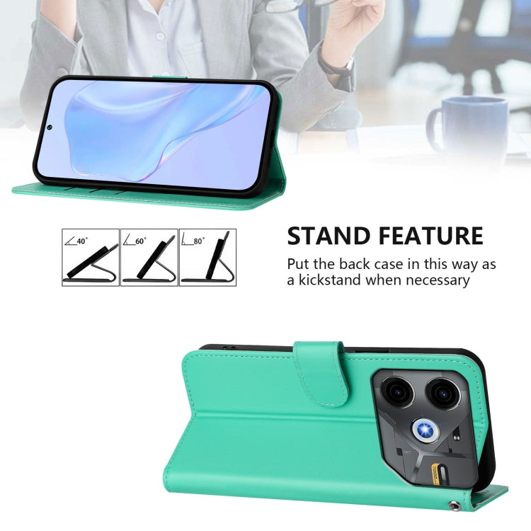 For Tecno Pova 6 Neo Skin Feel Solid Color Leather Phone Case with Lanyard