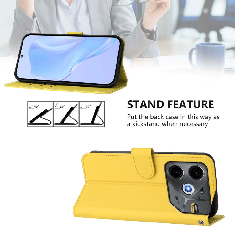 For Tecno Pova 6 Neo Skin Feel Solid Color Leather Phone Case with Lanyard