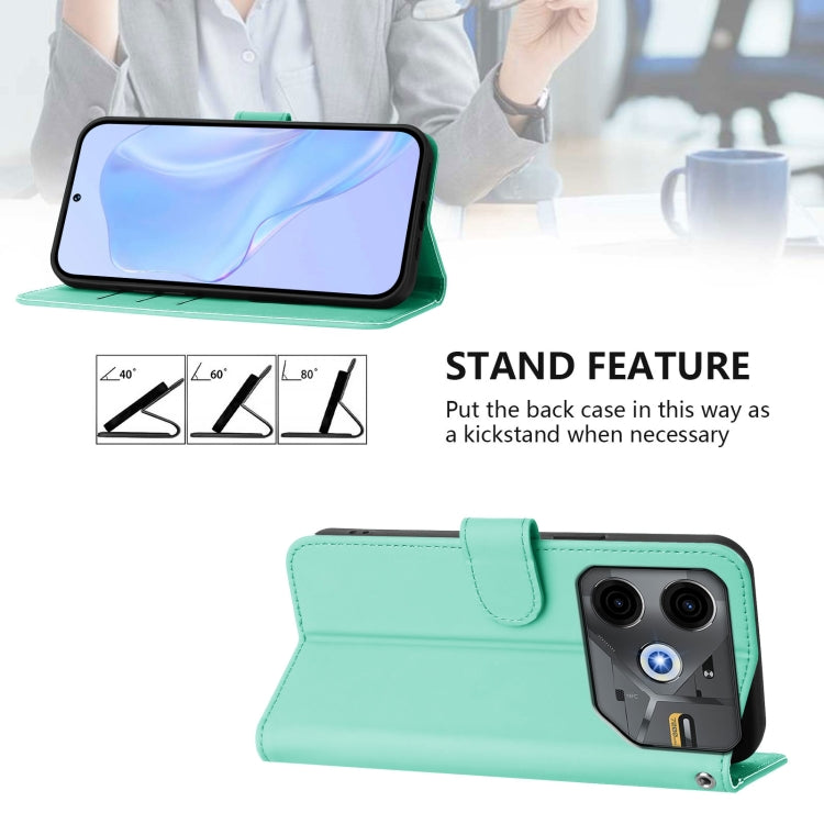 For Tecno Pova 6 Neo Skin Feel Solid Color Leather Phone Case with Lanyard