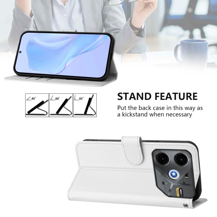 For Tecno Pova 6 Neo Skin Feel Solid Color Leather Phone Case with Lanyard