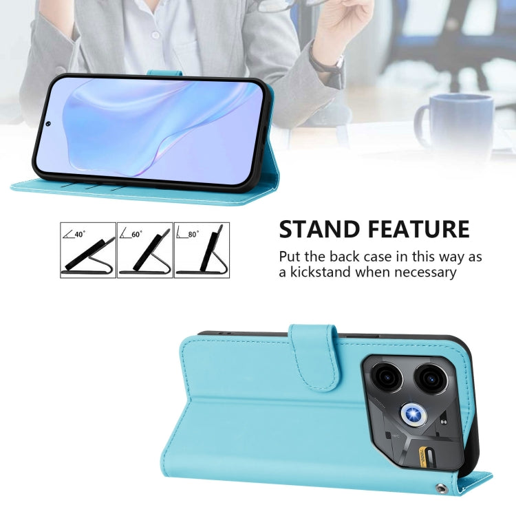 For Tecno Pova 6 Neo Skin Feel Solid Color Leather Phone Case with Lanyard