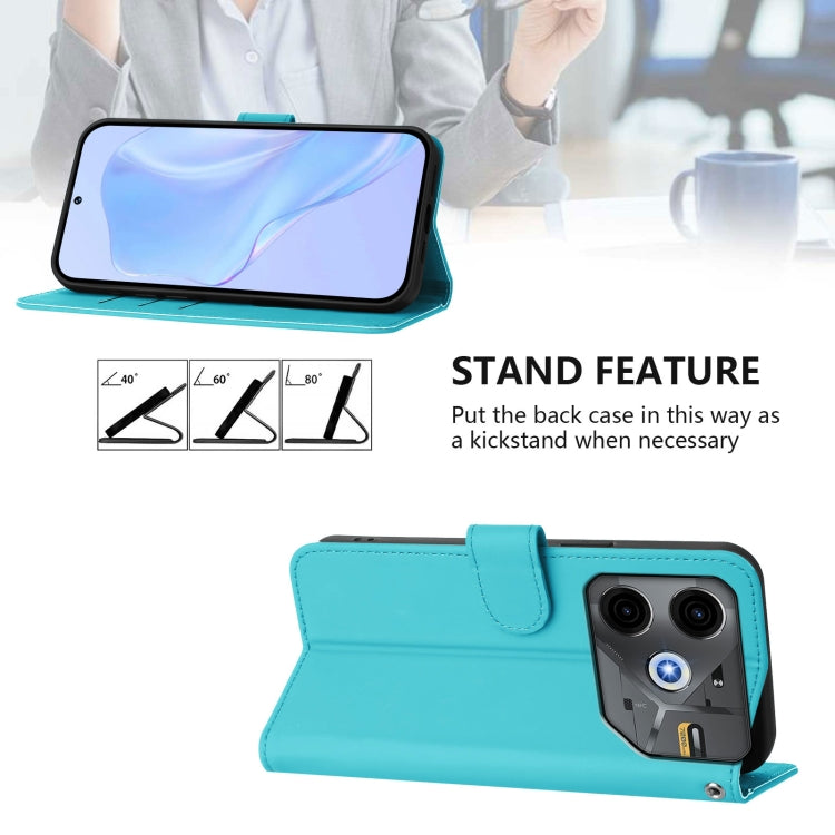 For Tecno Pova 6 Neo Skin Feel Solid Color Leather Phone Case with Lanyard
