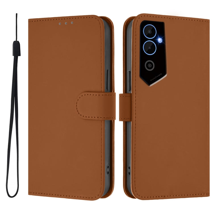 For Tecno Pova Neo 2 Skin Feel Solid Color Leather Phone Case with Lanyard