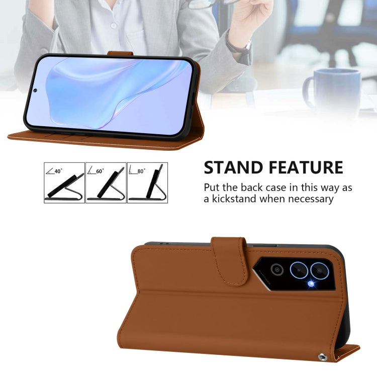 For Tecno Pova Neo 2 Skin Feel Solid Color Leather Phone Case with Lanyard