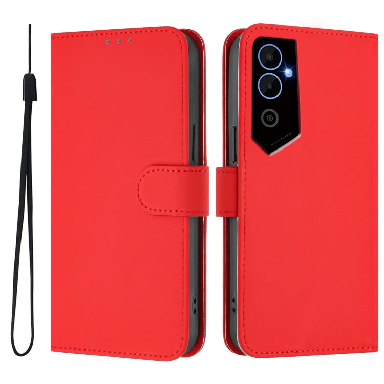 For Tecno Pova Neo 2 Skin Feel Solid Color Leather Phone Case with Lanyard