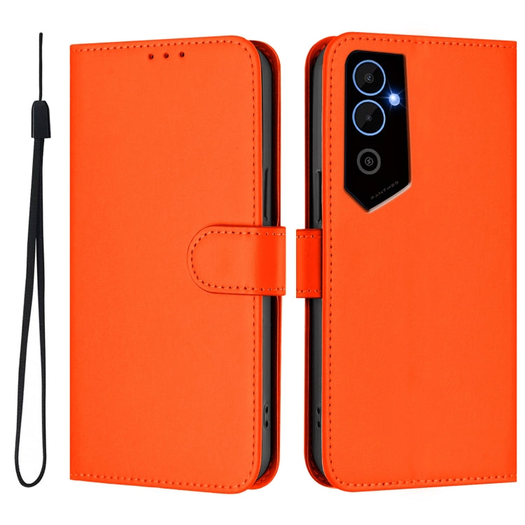 For Tecno Pova Neo 2 Skin Feel Solid Color Leather Phone Case with Lanyard