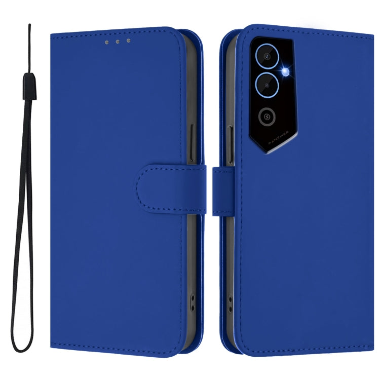 For Tecno Pova Neo 2 Skin Feel Solid Color Leather Phone Case with Lanyard