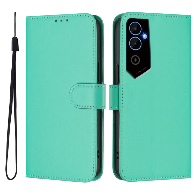 For Tecno Pova Neo 2 Skin Feel Solid Color Leather Phone Case with Lanyard