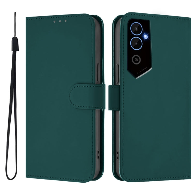 For Tecno Pova Neo 2 Skin Feel Solid Color Leather Phone Case with Lanyard