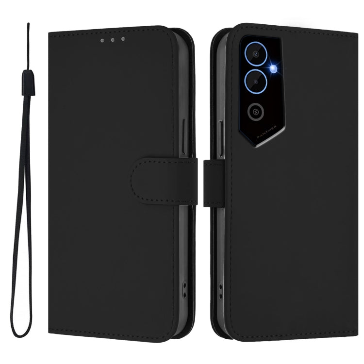 For Tecno Pova Neo 2 Skin Feel Solid Color Leather Phone Case with Lanyard