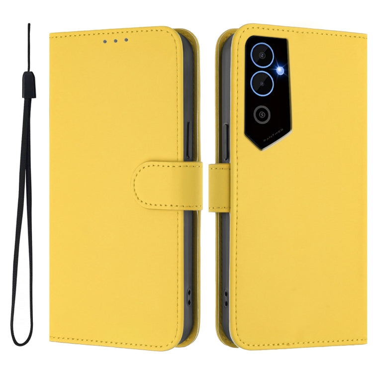 For Tecno Pova Neo 2 Skin Feel Solid Color Leather Phone Case with Lanyard