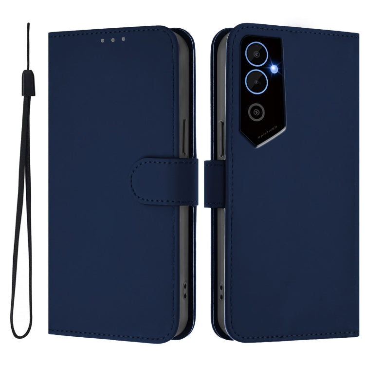 For Tecno Pova Neo 2 Skin Feel Solid Color Leather Phone Case with Lanyard