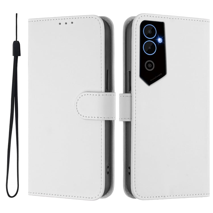 For Tecno Pova Neo 2 Skin Feel Solid Color Leather Phone Case with Lanyard