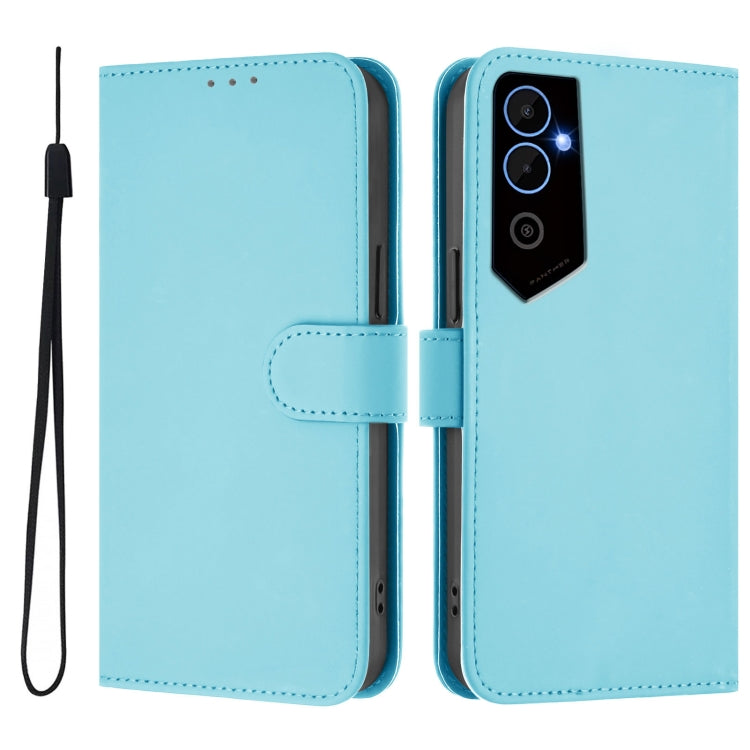 For Tecno Pova Neo 2 Skin Feel Solid Color Leather Phone Case with Lanyard