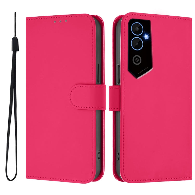 For Tecno Pova Neo 2 Skin Feel Solid Color Leather Phone Case with Lanyard