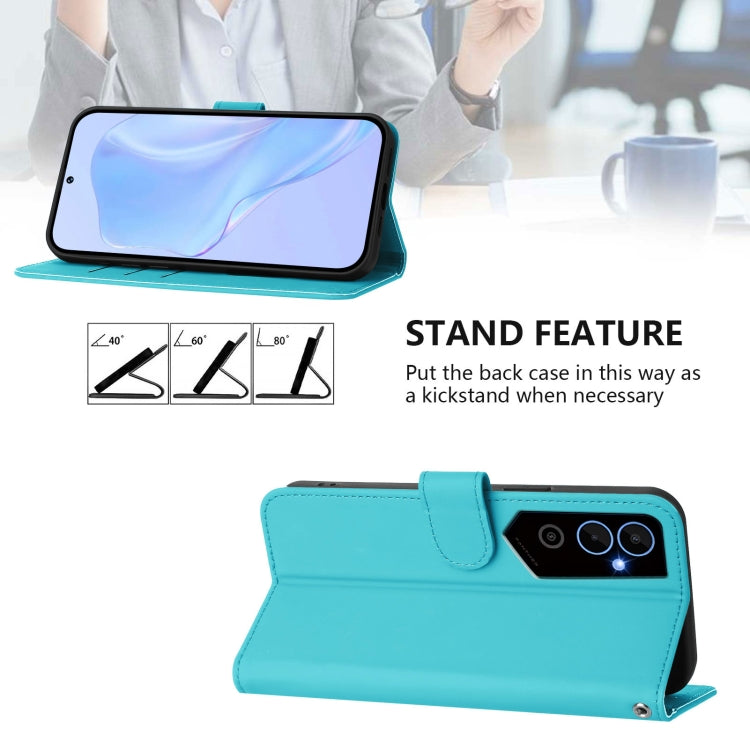 For Tecno Pova Neo 2 Skin Feel Solid Color Leather Phone Case with Lanyard