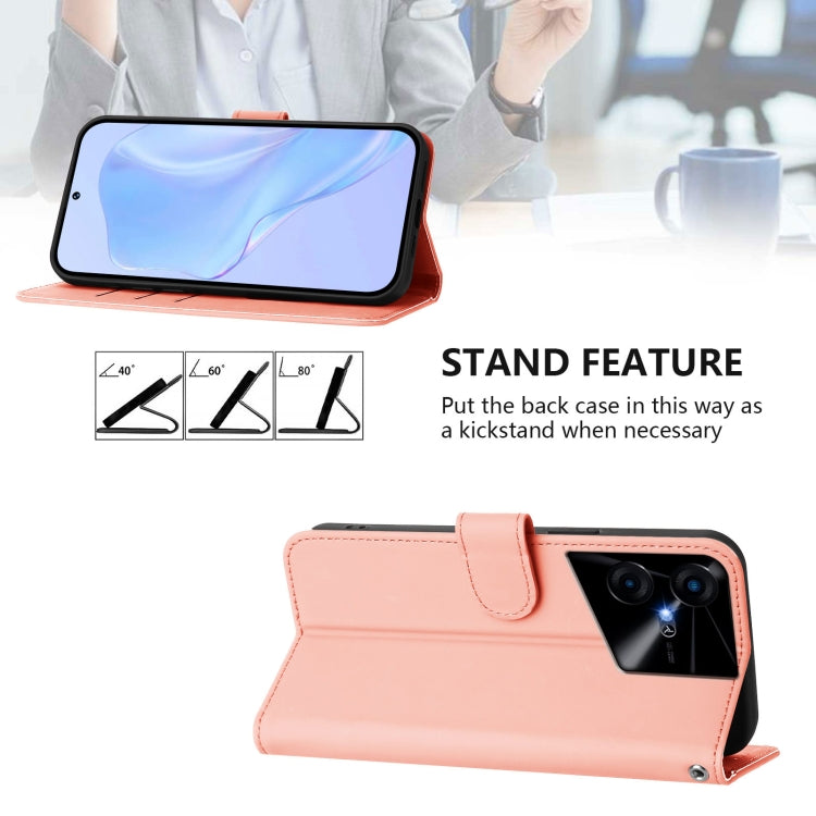 For Tecno Pova Neo 3 Skin Feel Solid Color Leather Phone Case with Lanyard