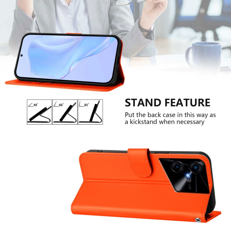 For Tecno Pova Neo 3 Skin Feel Solid Color Leather Phone Case with Lanyard