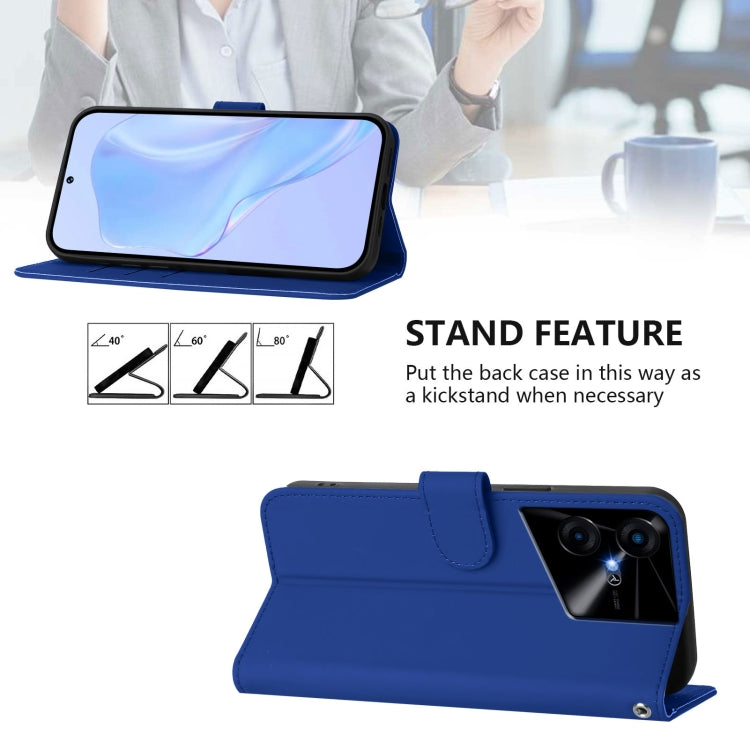 For Tecno Pova Neo 3 Skin Feel Solid Color Leather Phone Case with Lanyard