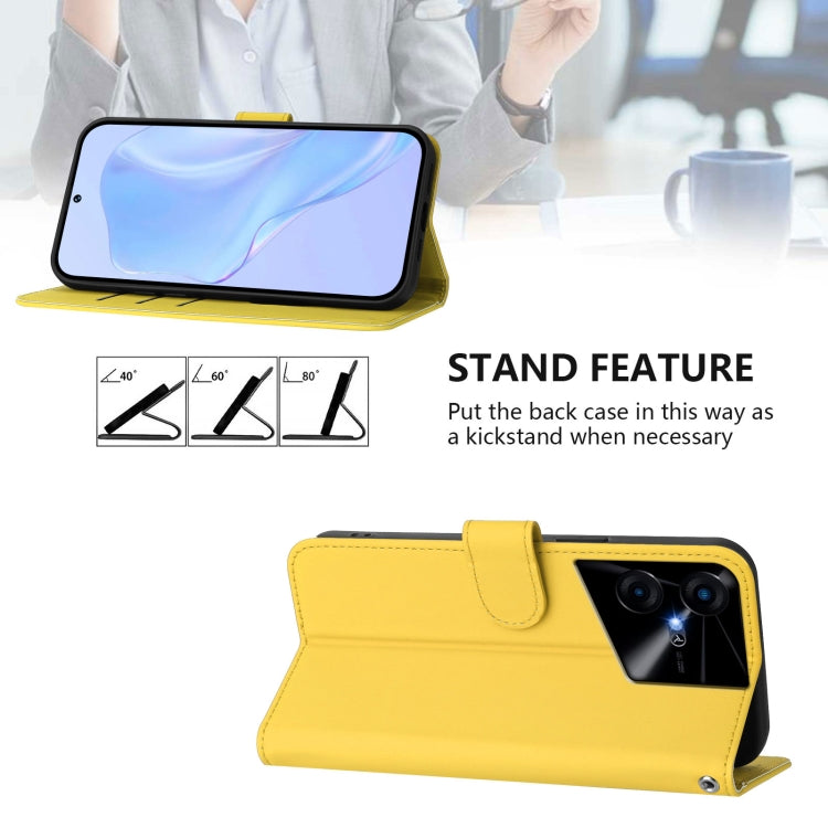 For Tecno Pova Neo 3 Skin Feel Solid Color Leather Phone Case with Lanyard