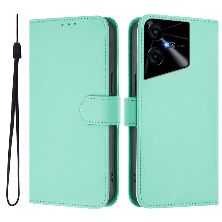 For Tecno Pova Neo 3 Skin Feel Solid Color Leather Phone Case with Lanyard
