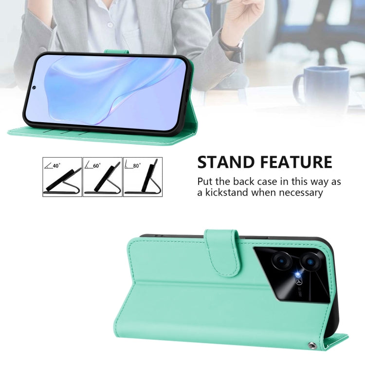 For Tecno Pova Neo 3 Skin Feel Solid Color Leather Phone Case with Lanyard
