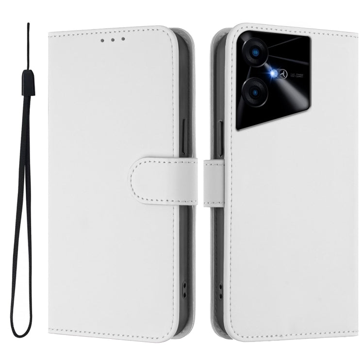 For Tecno Pova Neo 3 Skin Feel Solid Color Leather Phone Case with Lanyard