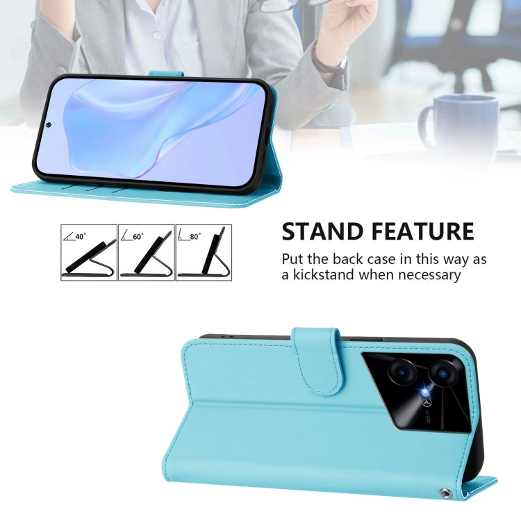 For Tecno Pova Neo 3 Skin Feel Solid Color Leather Phone Case with Lanyard
