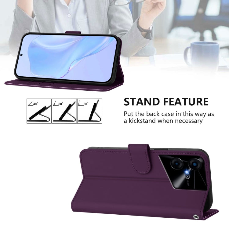 For Tecno Pova Neo 3 Skin Feel Solid Color Leather Phone Case with Lanyard