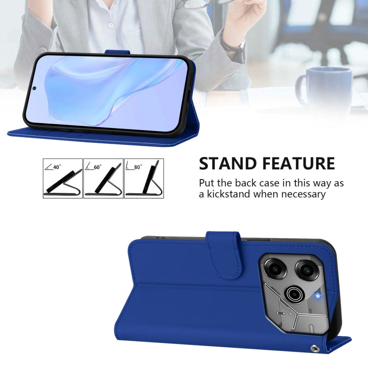 For Tecno Spark 6 Go / Go 2021 Skin Feel Solid Color Leather Phone Case with Lanyard