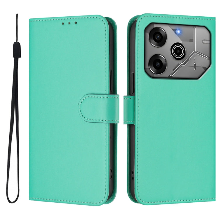 For Tecno Spark 6 Go / Go 2021 Skin Feel Solid Color Leather Phone Case with Lanyard