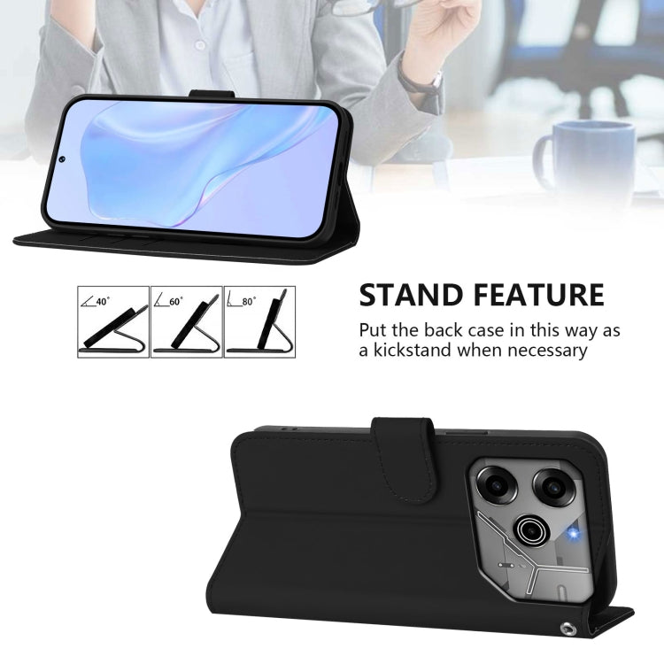 For Tecno Spark 6 Go / Go 2021 Skin Feel Solid Color Leather Phone Case with Lanyard