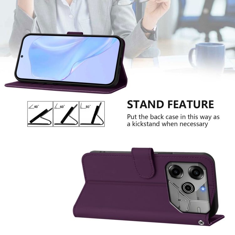 For Tecno Spark 6 Go / Go 2021 Skin Feel Solid Color Leather Phone Case with Lanyard