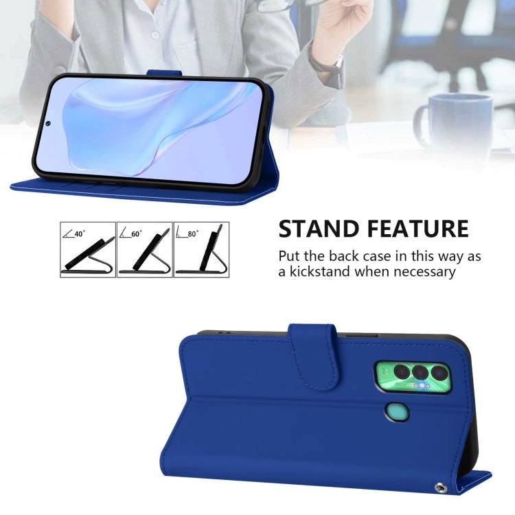 For Tecno Spark 7P Skin Feel Solid Color Leather Phone Case with Lanyard