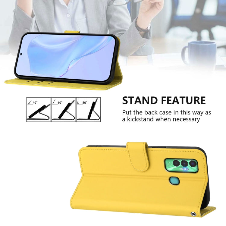 For Tecno Spark 7P Skin Feel Solid Color Leather Phone Case with Lanyard