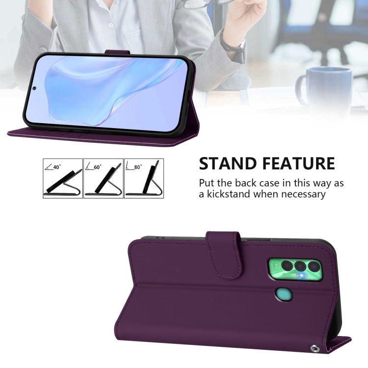 For Tecno Spark 7P Skin Feel Solid Color Leather Phone Case with Lanyard