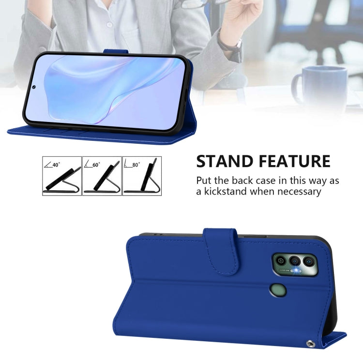 For Tecno Spark 7 / 7T Skin Feel Solid Color Leather Phone Case with Lanyard
