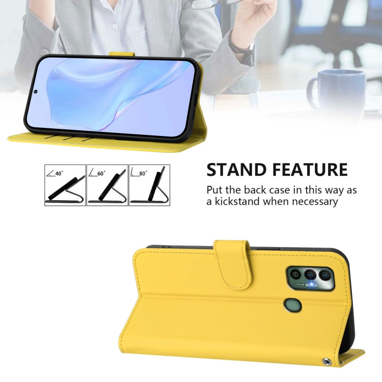 For Tecno Spark 7 / 7T Skin Feel Solid Color Leather Phone Case with Lanyard